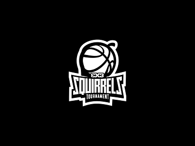 Logo for Squirrels 3x3 Tournament basketball basketball logo hazelnut illustration logo logodesign monochrome squirrels tournament
