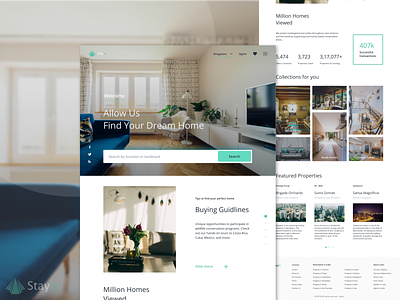 StayIn - landing page branding conception design grid layout landing page landingpage design realestate search bar typography ui ux ui visualdesign visuals website
