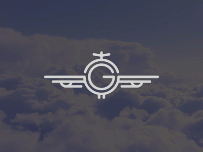 G + ✈️ logo aerospace brand branding clouds g identity logo logomark plane