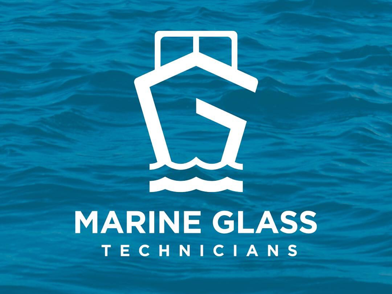 Marine Glass Technicians design waves identity monogram branding ocean boat brand logos logo glass marine