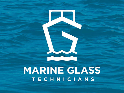 Marine Glass Technicians boat brand branding design glass identity logo logos marine monogram ocean waves