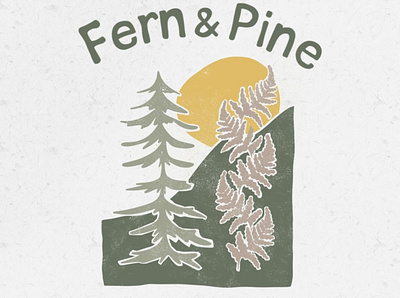 Fern & Pine - hand lettering and badge adobe block printing branding hand drawn hand lettering illustration logo nature procreate