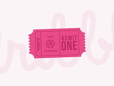 Ciao Dribbble admit one cinema cinema ticket debut first shot illustration typography
