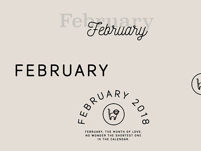 2018 Monkey February Process calendar february typography