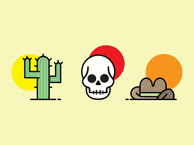 Desert Illustrations! cactus cowboy cowboy hat desert design flat design graphic design hat icon icons illustration skull