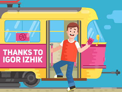 Tram debut dribbble hello invitation thanks tram