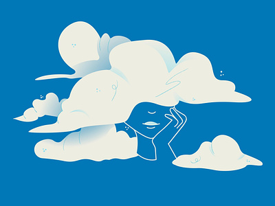 03. Clouds blue cloud colorful girl illustration illustrator minimal sky vector