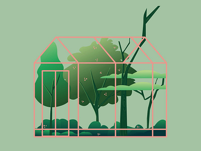 07. Treehouse colorful green illustration illustrator minimal tree treehouse vector