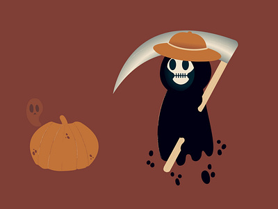 23. Harvest character design grim reaper harvest illustration illustrator minimal pumpkin vector