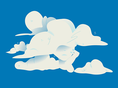 03. Clouds (rework) character design cloud clouds daydreaming head in the clouds illustration illustrator minimal vector