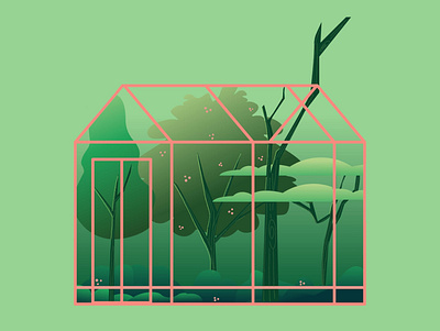 07. Treehouse (rework) green greenhouse house illustration illustrator minimal tree treehouse vector