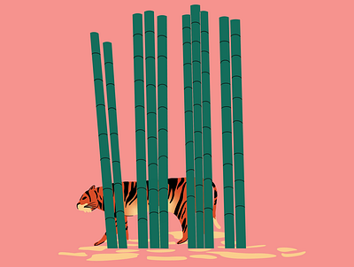 04. Tiger animal bamboo illustration illustrator jungle minimal tiger vector