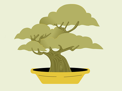 06. Tree bonsai illustration illustrator minimal pot tree vector