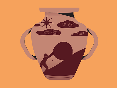 09. Boulder boulder colorful greek illustration illustrator minimal myth rock vase vector