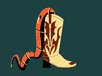 19. Boot boot colorful cowboy cowboy boots illustration illustrator minimal snake vector