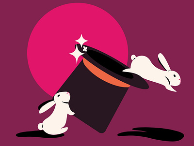 21. Bun animal animals colorful hat illustration illustrator magic trick minimal rabbit rabbits vector