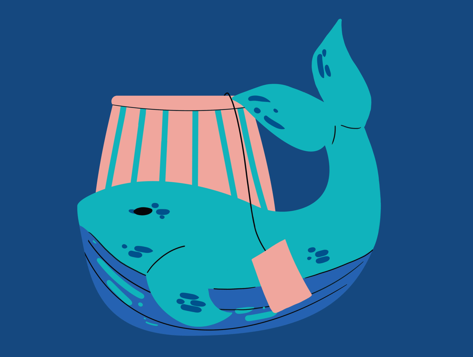 29. Whale animal blue illustration illustrator minimal mug sea vector whale whale mug