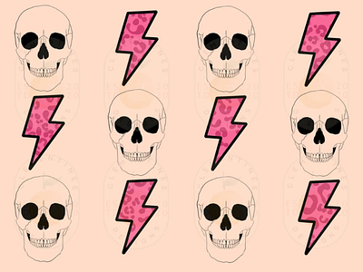 Skull & lightening bolt PNG - Sublimation Design Download