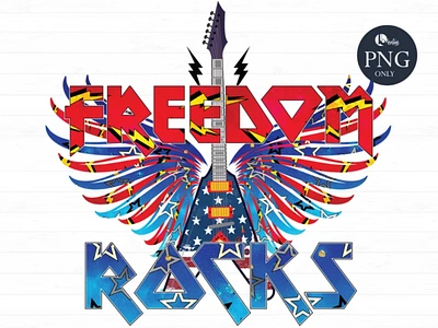 Freedom Rocks Retro Wings PNG app branding design graphic design illustration logo typography ui ux vector