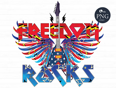 Freedom Rocks Retro Wings PNG app branding design graphic design illustration logo typography ui ux vector