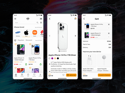 Mobile app concept for electronics store