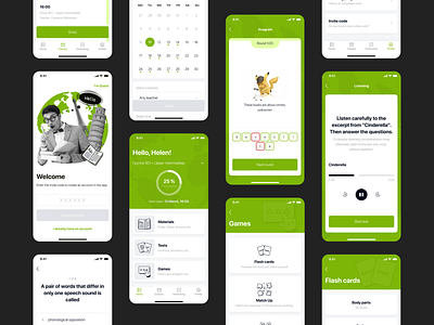 Mobile app for language study app calendar cards dashboard design games learning login mobile mobileapp player profile tabbar test uidesign uxdesign uxuidesign