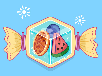 Fruit ice candy cartoon food illustration vector