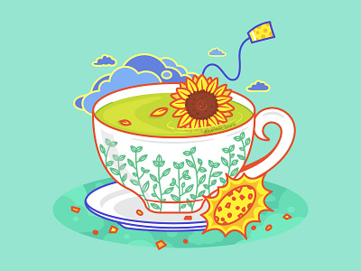 Morning Tea cartoon drink illustration vector