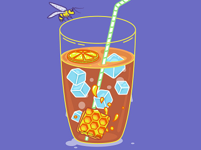 Honey lemon tea cartoon drink illustration vector