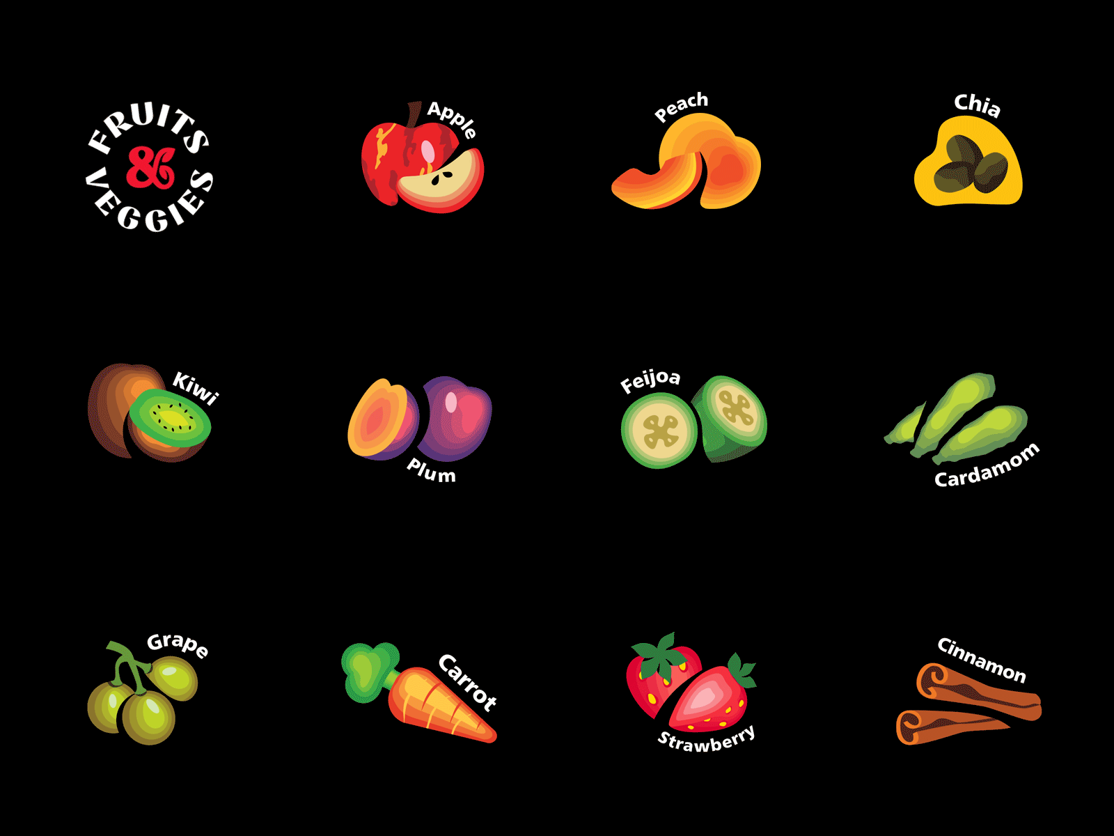 Fruits & Veggies branding fruit fruit logo fruits icons illustration illustrator logo vector vegetables veggies