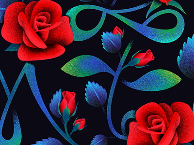 Number 7 - 36 days of type 36daysoftype anuki bloom concept design floral flowers grain illustration layout lettering plant red rose rose texture typography vector