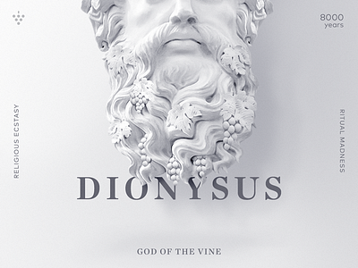 Dionysus - The God of the Vine beard dionysus editorial god grape layout manipulation monument poster statue vine wine