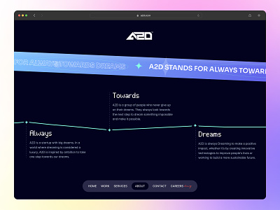 A2D - Design and Development Startup dark theme design designer service typography ui ux web web ui website