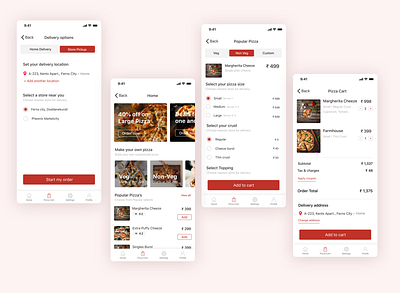 Pizza Ordering Application app application design pizza pizza app ui