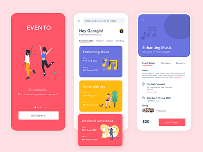 Evento - An Event Booking Application app design illustration ui ux