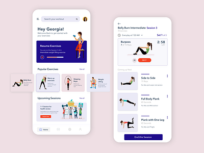 Fitness & Daily Workout app design fitness app ui uidesign ux workout app