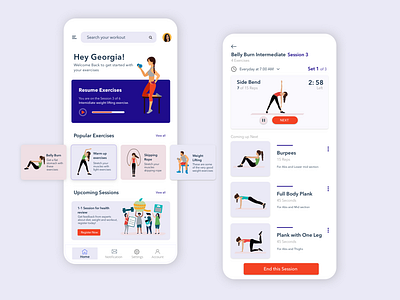 Daily Workout & Fitness Application app design fitness fitness app ui uidesign uiuxdesign ux workout app