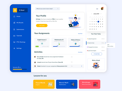 Assignment Dashboard Design for Students