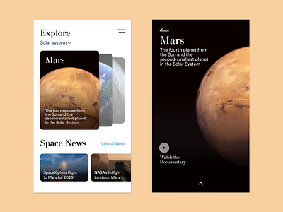 Explore Mars adobe xd nasa planet space ui user experience user interface ux