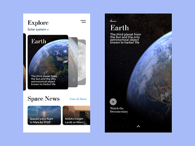 Explore Earth adobe-xd design earth nasa space ui user experience user interface ux