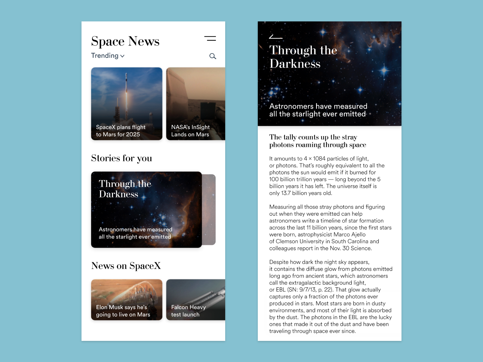 Space News by Francisco Giordano on Dribbble