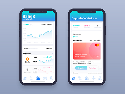 Crypto Wallet | Dashboard & Deposit mockup adobe xd bitcoin crypto design finance fintech ui user experience user interface ux wallet