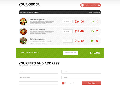 Cart - Your Order bar bill cart drink eat food form hotal list order red restaurants