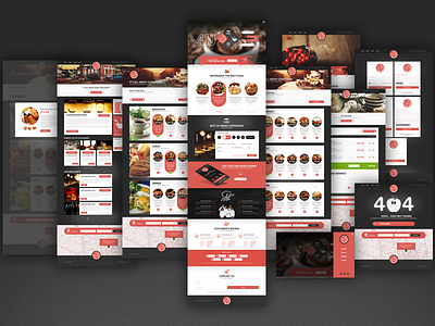 Restaurants website theme bar drink eat food hotal red restaurants theme web page website