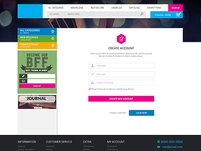 Create Account banner book cover create account list login magazine offer register showcase