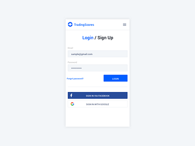 Login form google login mobile register screen sign up
