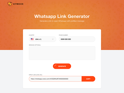 Whatsapp link generator form landing page ui ux website