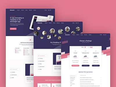 Momento - Website customers isometric landing page pricing page web web design website