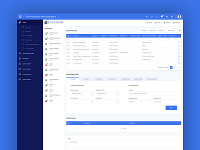 Courtware Judicial Information System admin dashboard product design ui ux