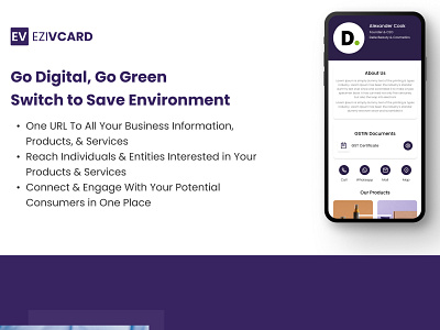EziVcard - Digital Visiting Card branding business card digital visiting card graphic design illustration logo marketing mobile app development ui ux vcard visiting card web design web development